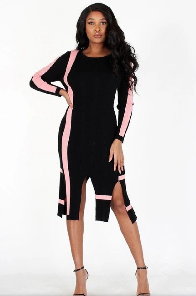 Black/Pink Sweater Dress