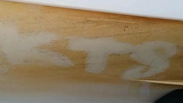 Sprayed KTS HULL CLEANER with bottle