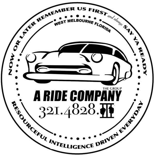 Logo of A Ride Company featuring a vintage car illustration.
