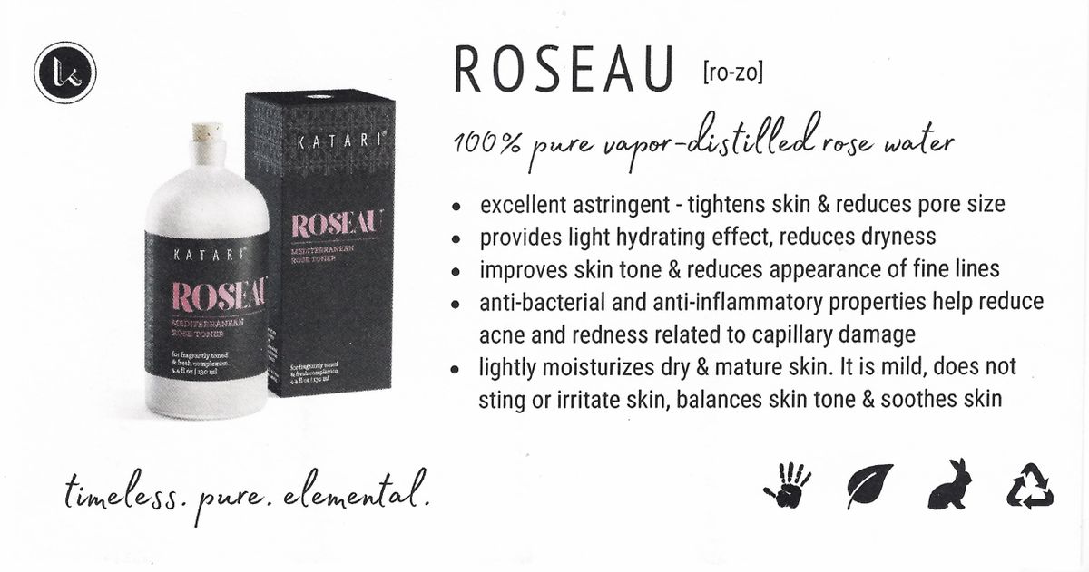 Roseau | Rose Water Toner 100% pure first distillation rose hydrosol