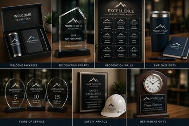 Various corporate awards and gifts from Northfield Mountain company.