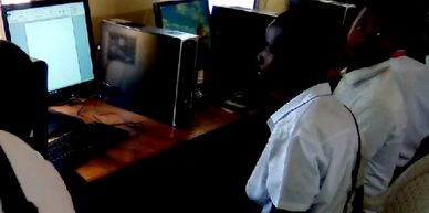 Students in the computer lab at Bangwe Nazarene Mission School in Limbe, Malawi