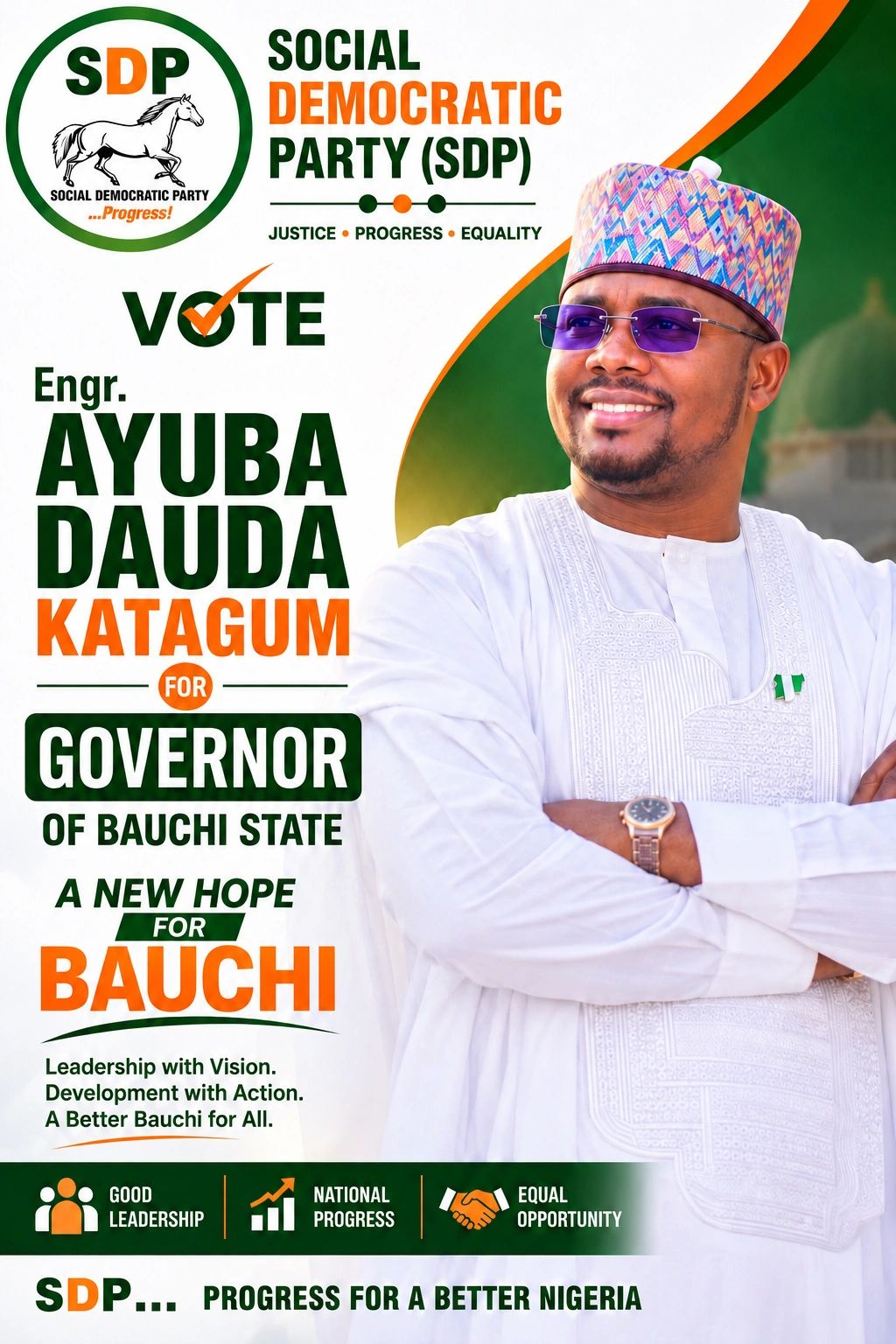 Campaign poster for Engr. Ayuba Dauda Katagum running for governor in Bauchi State.