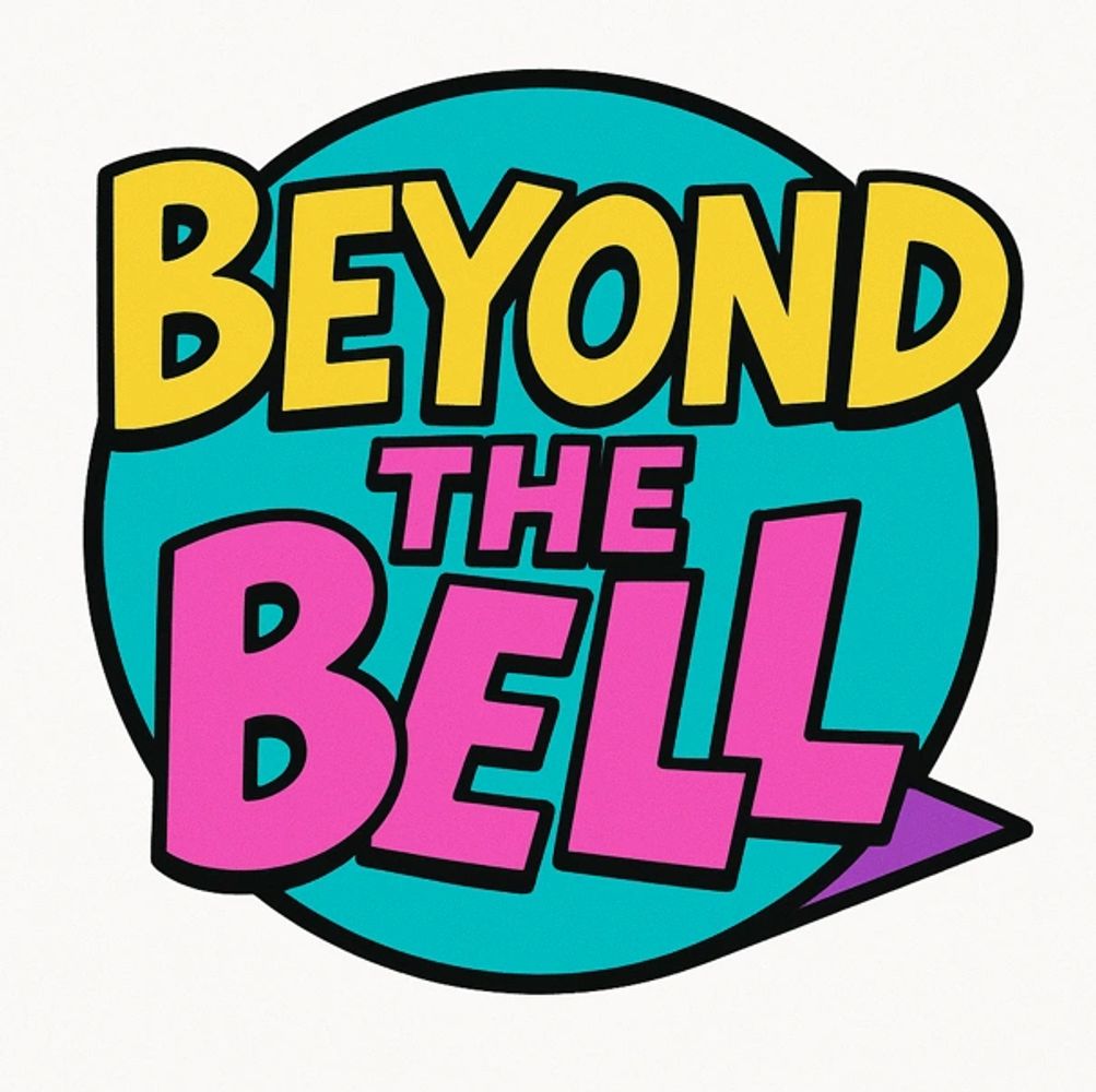 Colorful text logo saying 'Beyond the Bell' with a teal background.