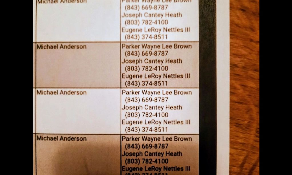 Here are 3 ATTORNEYS PARKER WAYNE LEE BROWN,  Joseph Cantey Healt and Eugene Leroy Nettles III