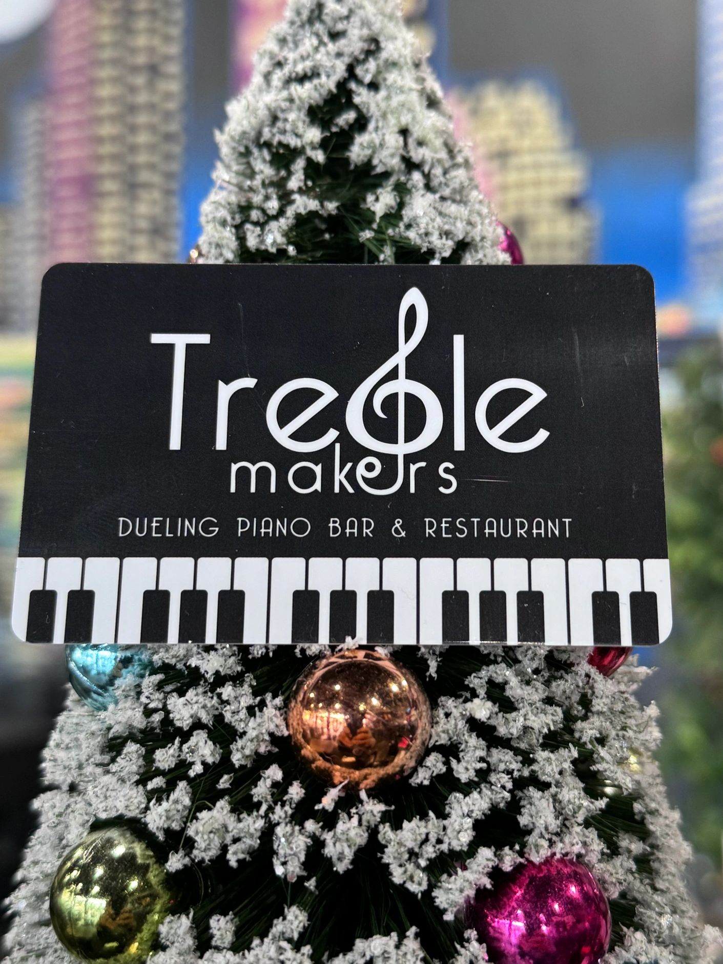 Gift Cards available for Purchase online, phone, or in person at Treble Makers Dueling Pianos