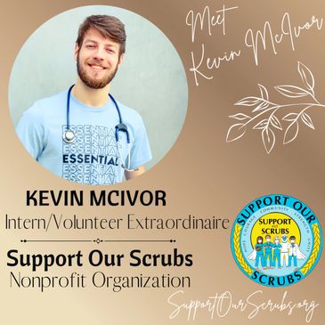 Portrait of Kevin McIvor, intern and volunteer for Support Our Scrubs nonprofit.