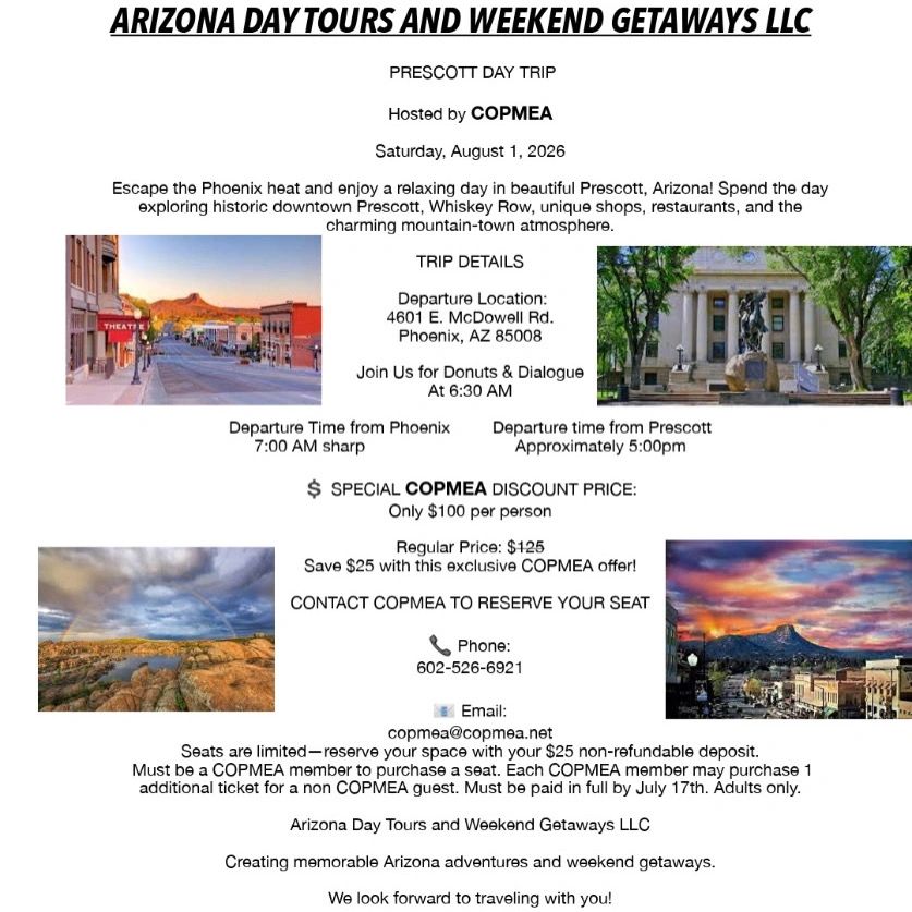 Turnaround trip to Prescott! Don’t miss out!