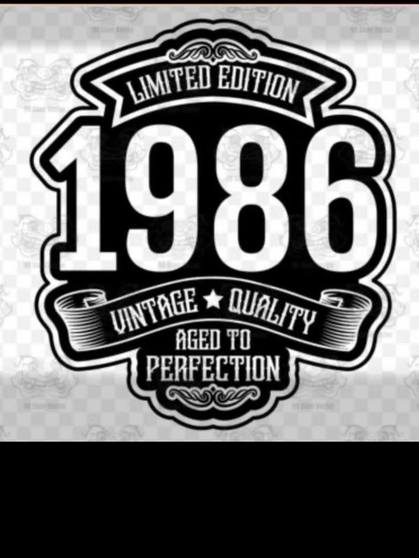 Black and white vintage label with '1986' and 'Limited Edition' text.