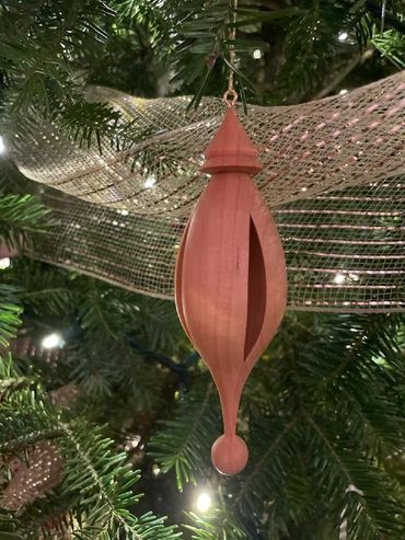 "Inside out" turned Christmas ornament in cherry