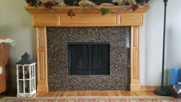 Custom designed mantle in red oak