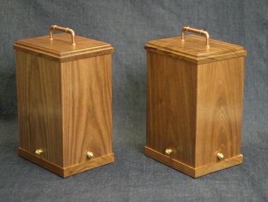 Custom made display boxes in walnut with brass hardware