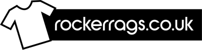 Logo of rockerrags.co.uk with a white t-shirt icon and text.