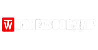 Logo of Lonewood Camp with a red and white design.