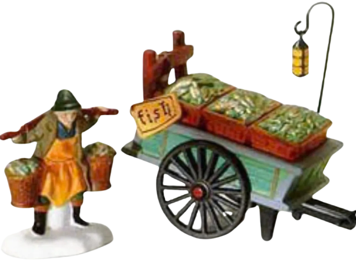 Dept 56, Chelsea Market Fish Monger & Cart, Set Of 2, Dickens’ Village ...