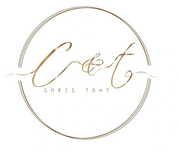 Elegant gold logo with initials C &amp; T and names Chris Tony.