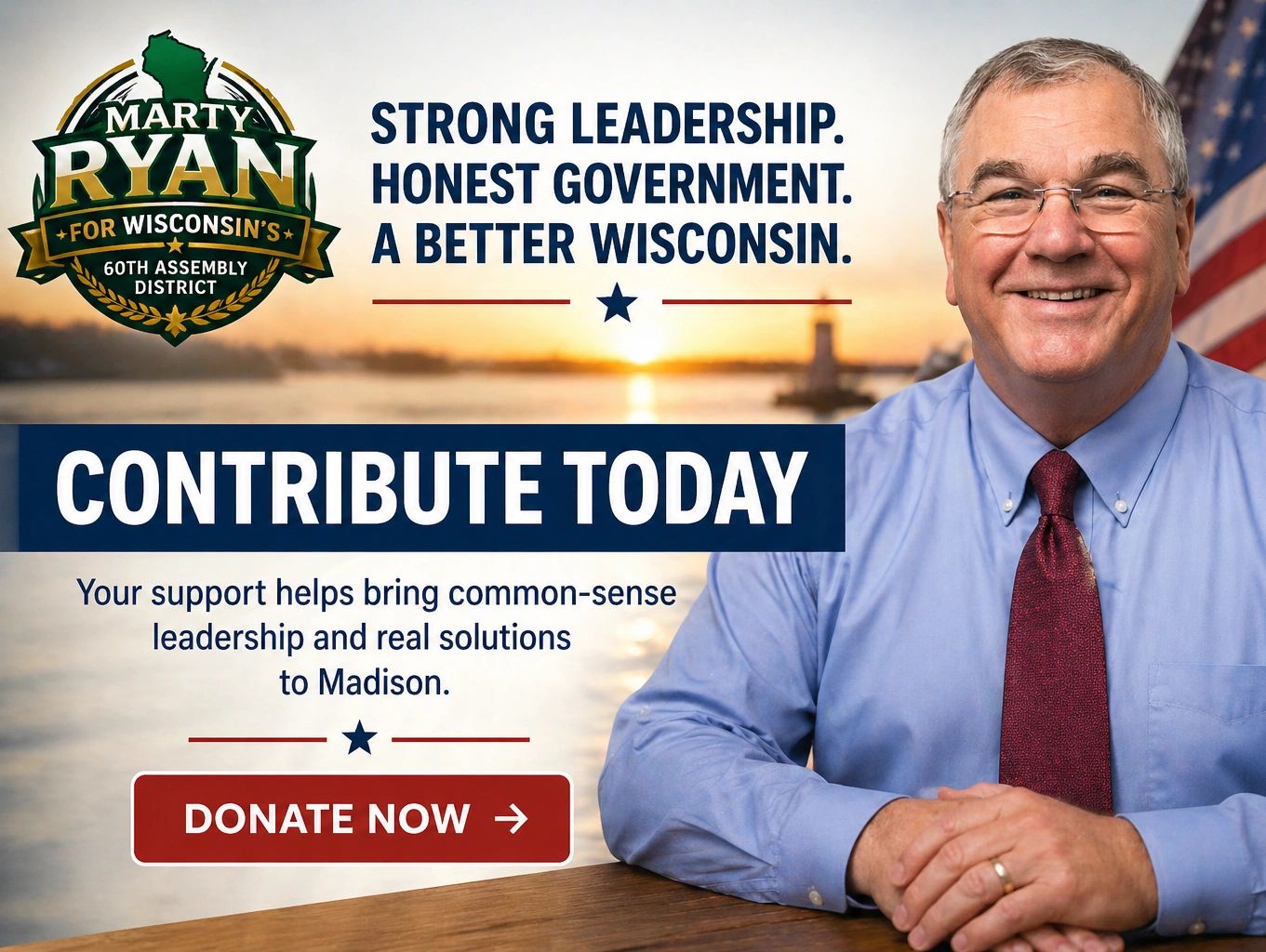 Campaign poster urging donations for Marty Ryan, Wisconsin's 60th Assembly District.