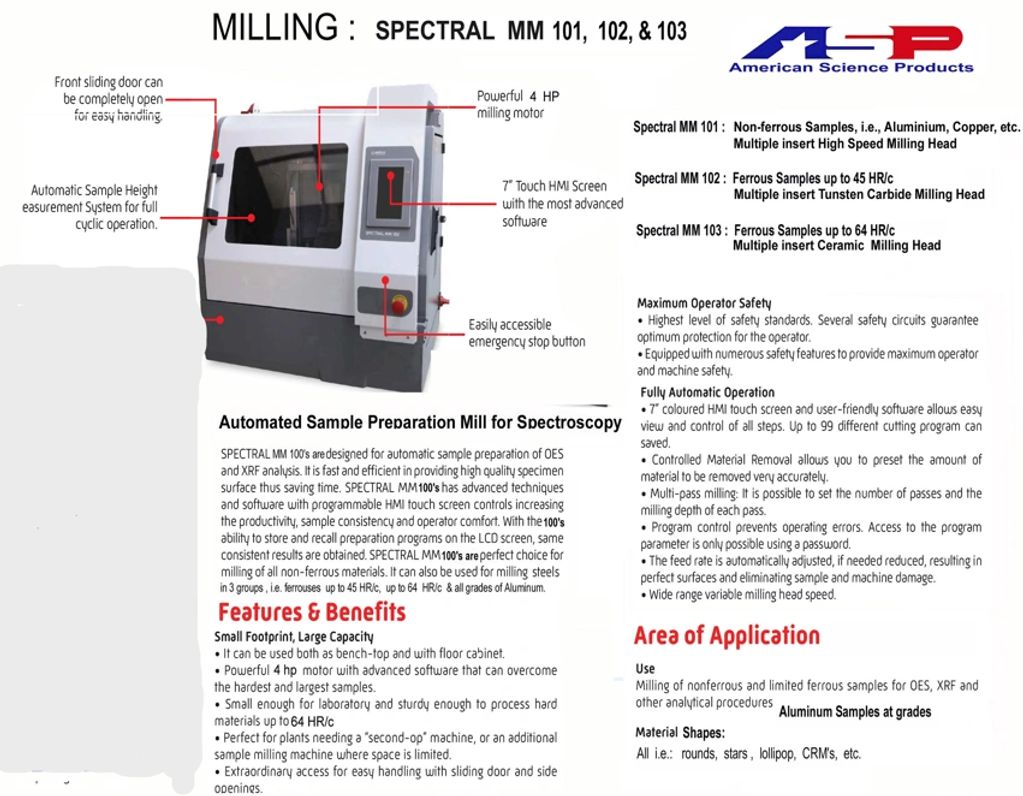 Automated Spectral MM 100 milling machine for precise sample preparation in spectroscopy.