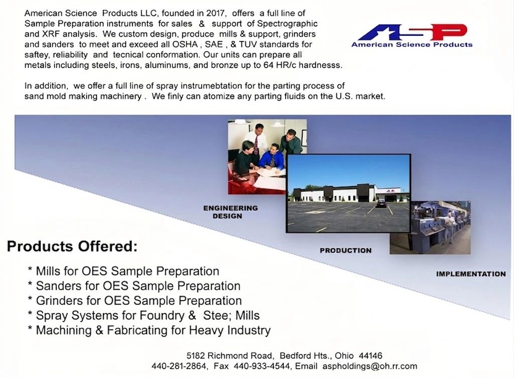 American Science Products offers sample preparation instruments and services for metals and industrial applications.