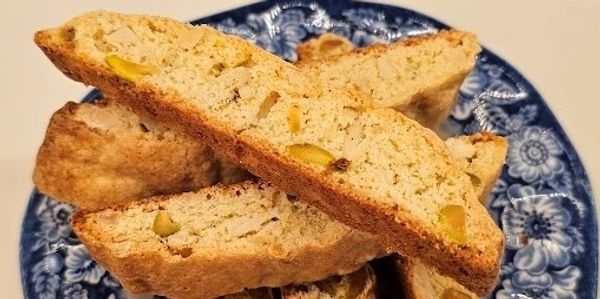 Pistachio-apricot biscotti.
