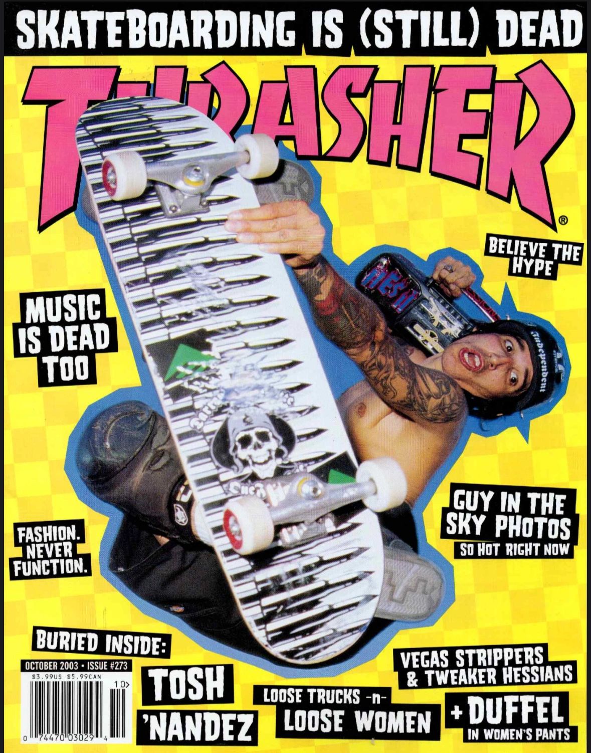 Thrasher magazine cover from October 2003 with skateboarder Tosh Nandez.