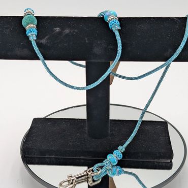 Rhinestone dog lead with beads
