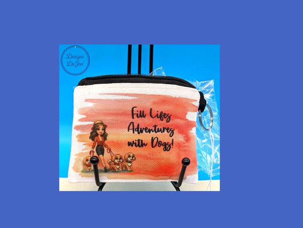 Dog themed change purse with zipper closure