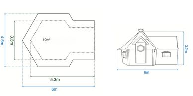 WUBI Cabins and Leisure 10m2 Y Caban Canolig with Extension Dimensions