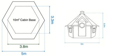 WUBI Cabins and Leisure 10m2 Y Caban Canolig Dimensions