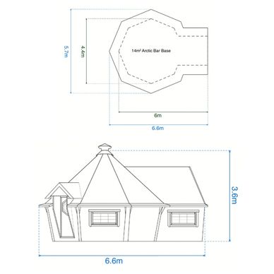 Cabin Dimensions - 14m2 Cabin with Extension