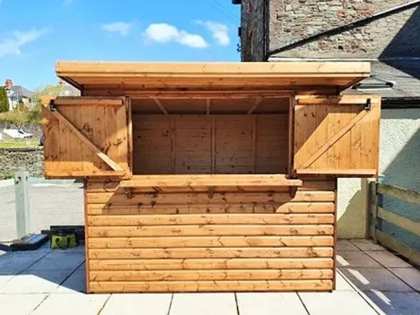 WUBI Cabins and Leisure Home Garden Bar Shed, Pub Shed, Home Garden Bar with Shutters.