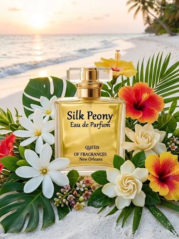 Beautiful Peony flowers, Silk Peony Romantic Perfume, at the beach.