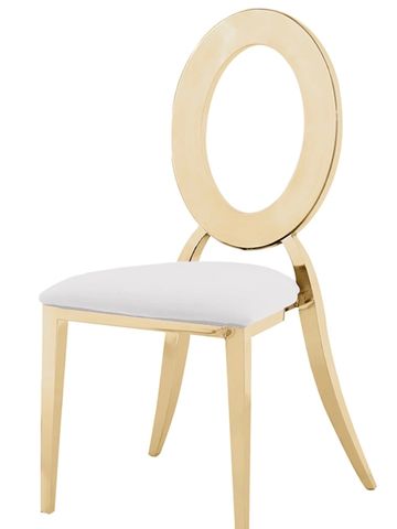 Garbo Gold Chair with White velvet seat pad
