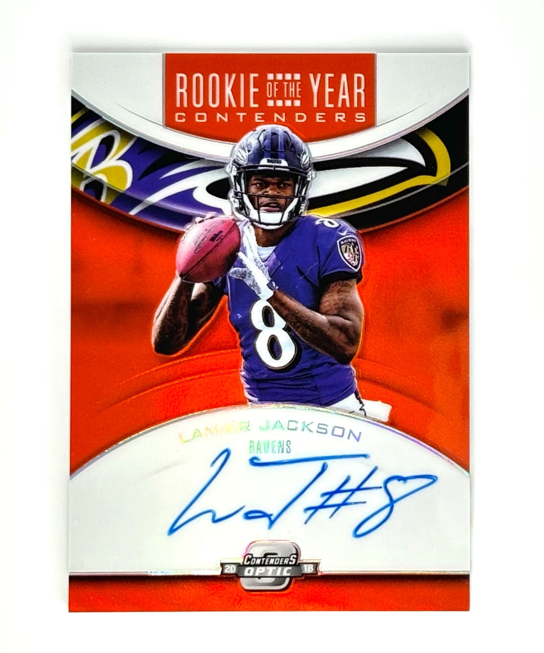 1. 2018 Contenders Optic Lamar Jackson Rookie of the Year Orange Auto 35/35