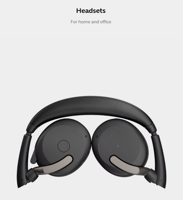 Black headset designed for home and office use.