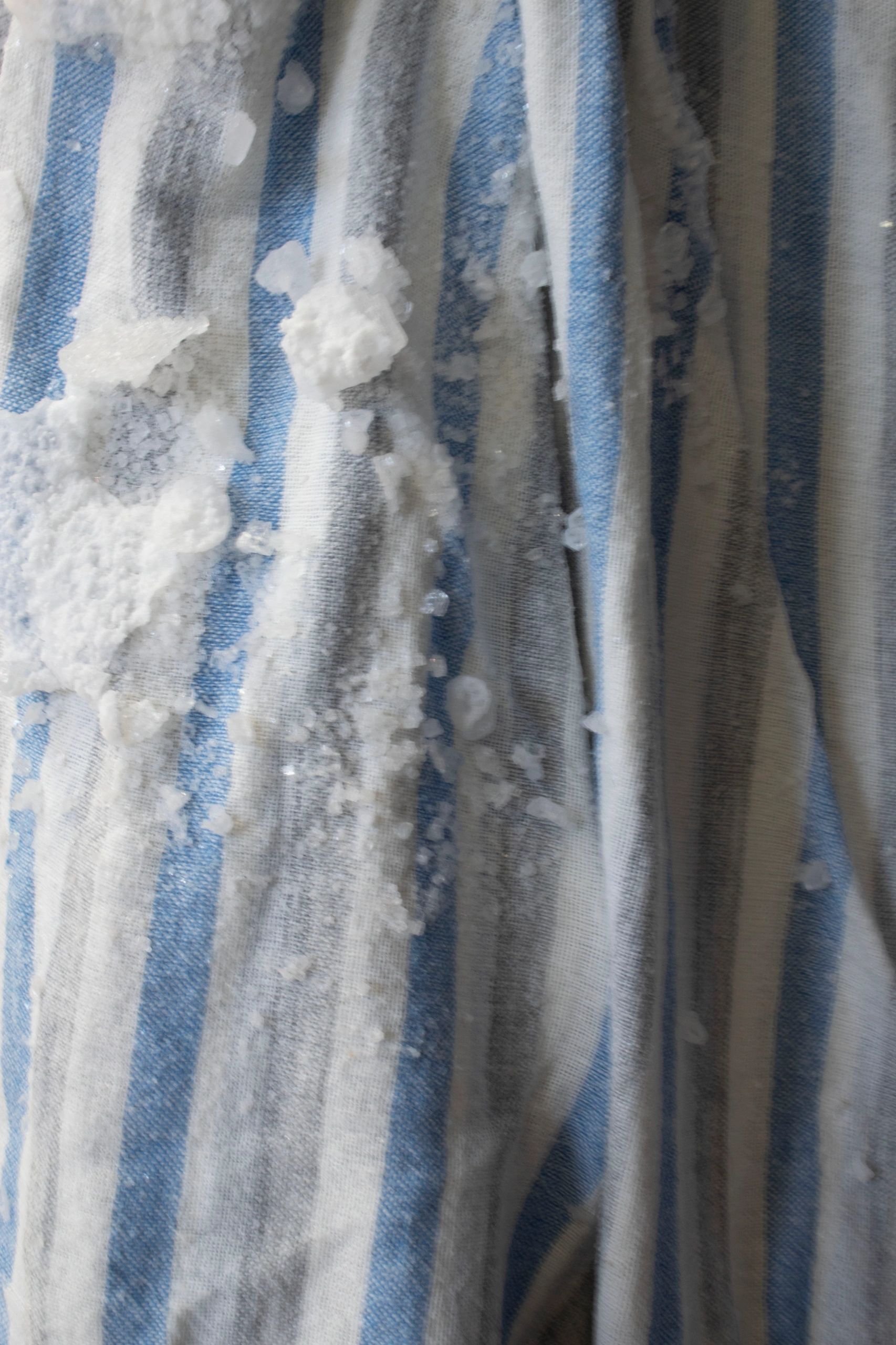 Close up of fabric with salt on it
