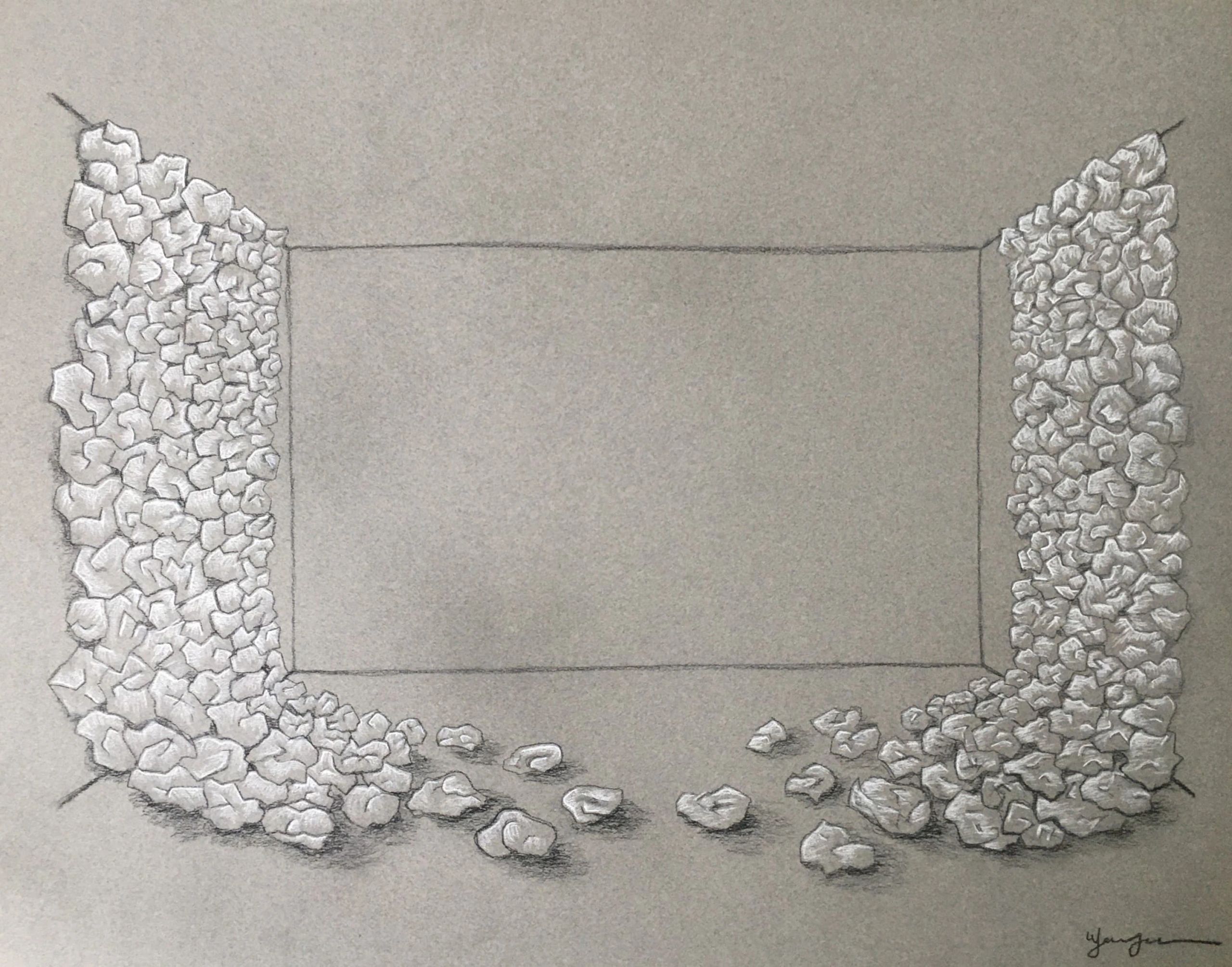 Drawing of paper on walls