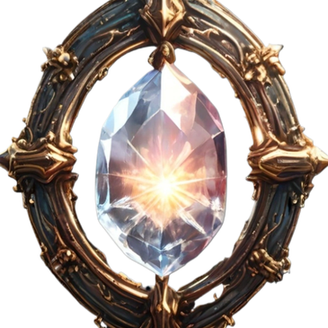 Ornate pendant with glowing crystal.