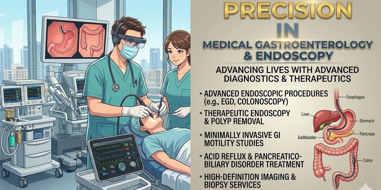 Doctors perform advanced endoscopic procedure in a high-tech medical setting.