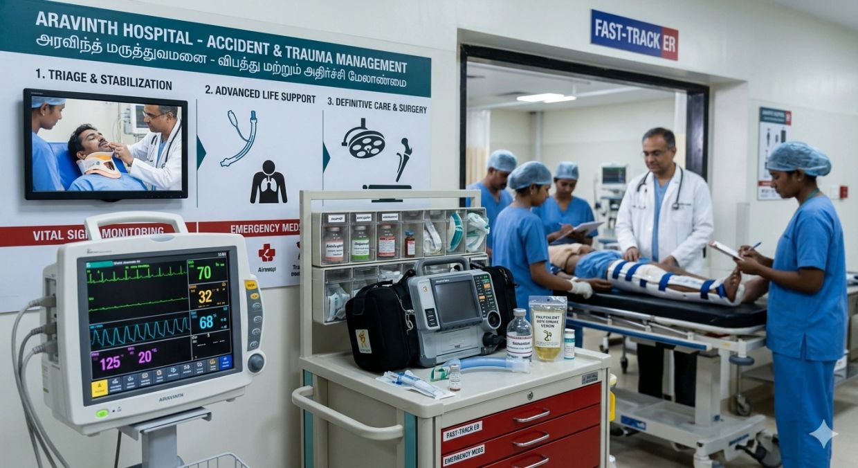 Medical team treating a patient in a hospital's fast-track emergency room.