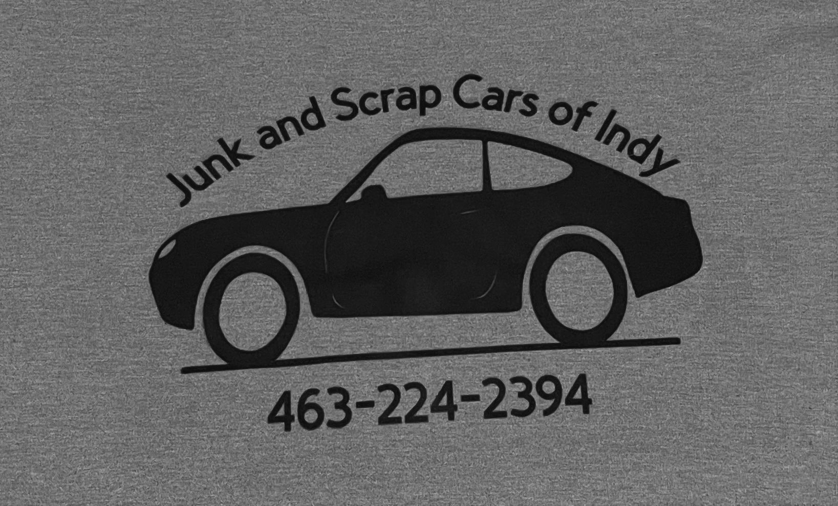 Logo of Junk and Scrap Cars of Indy with a car silhouette and phone number.