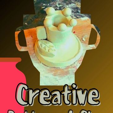 Creative pottery design shaped like a vase with various decorative elements.