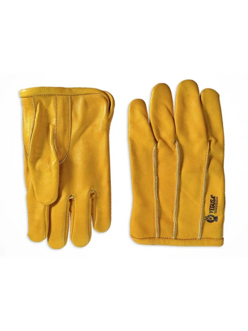 Guante de cuero amarillo liviano flexible para uso de maquinista y mantenimiento en general fabrica