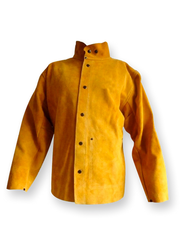 Fabricante de  Casaca de cuero de res amarillo volteado o de cuero cromo para soldador. Lima