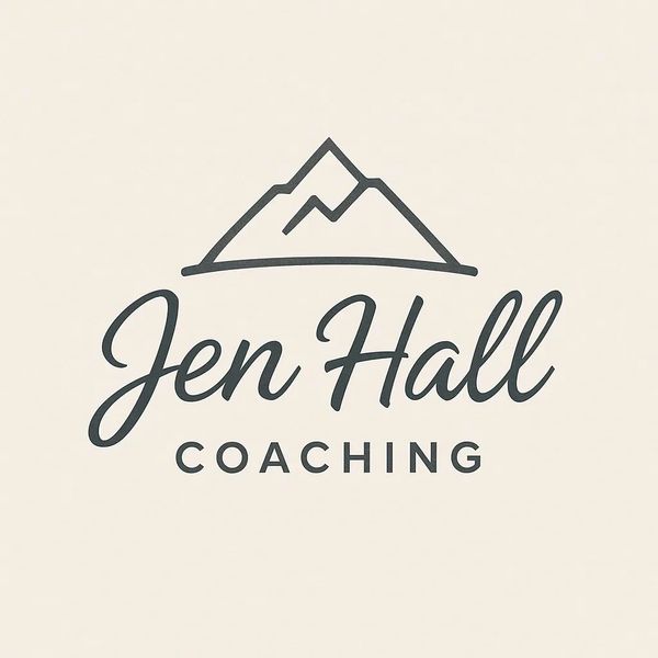 Minimalist logo with mountain graphic for Jen Hall Coaching.