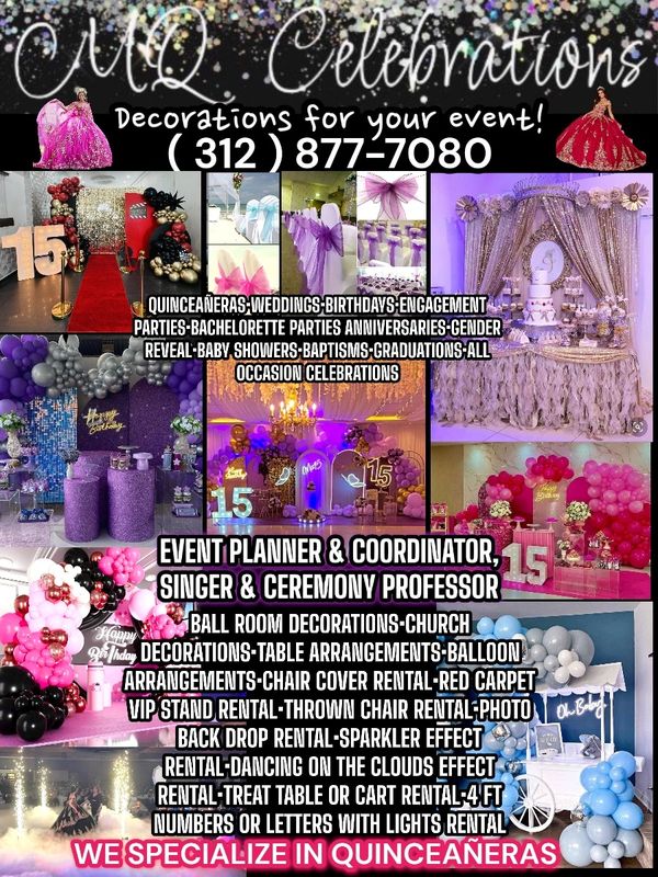 MQ Celebrations offers elegant event decorations and planning, specializing in quinceañeras and all occasions.