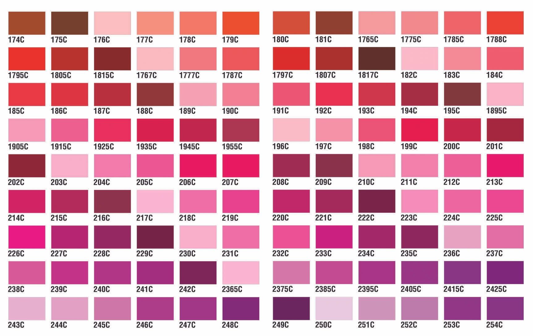 Pantone Pink Color Chart