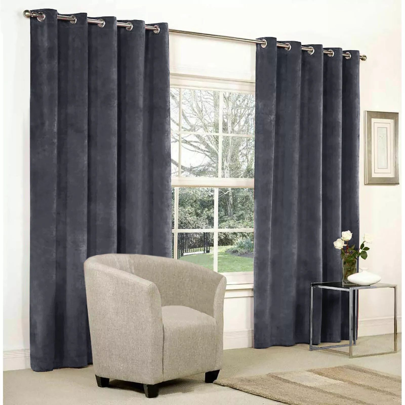 Crushed Velvet Blackout Curtains - VEL445GY
