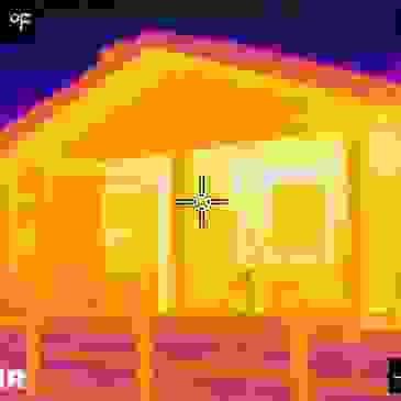 Thermal image scan of the front of a house. 