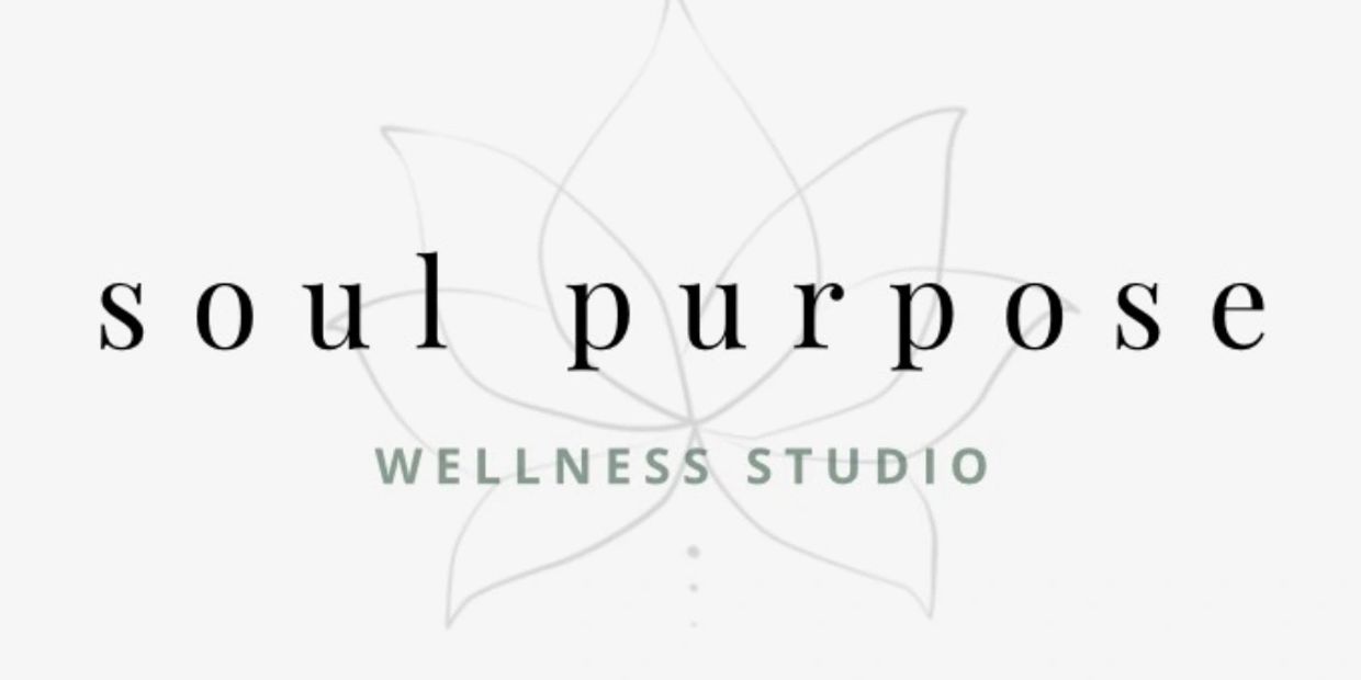 Logo for Soul Purpose Wellness Studio with a lotus background.